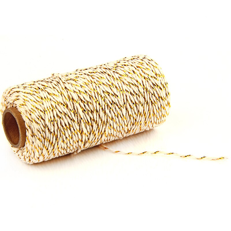 metallisch goldene Gold Silber Baumwolle Seil Bäcker Schnübetreffend für Handwerk Verpackung spulen bäcker Wicklung gestreift Hochzeit Dekoration: Beige mit aureate