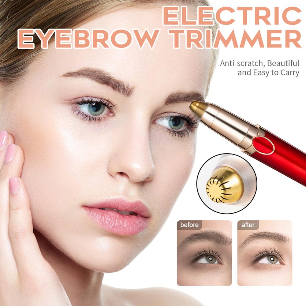 Elektrisk øjenbrynstrimmer makeup smertefri øjenbrynsepilator mini shaver barbermaskiner bærbar ansigtshårfjerner