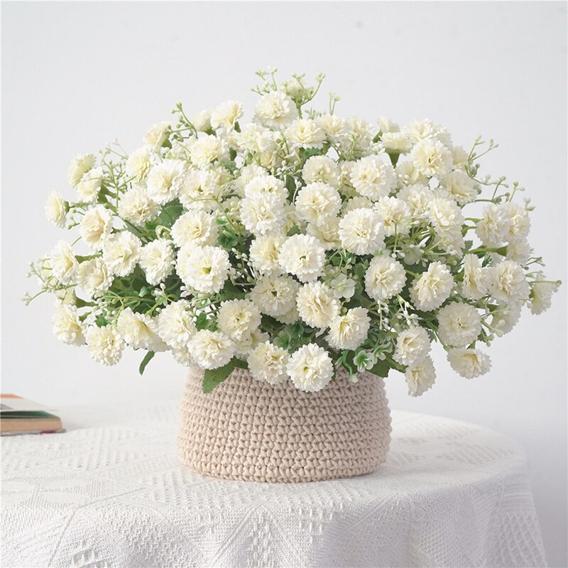 Bouquet de lilas artificielles, 20 têtes/Bouquet, fausses fleurs, toucher réel, pour décoration de mariage, fleurs décoratives pour la maison: white