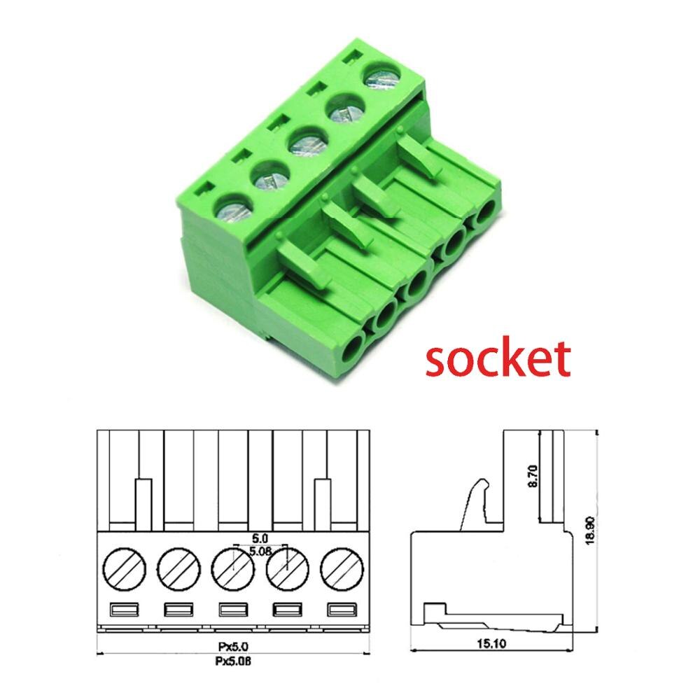 5set KF2EDGK 5.08mm Plug-in terminal block pcb connector 2P 3P 4P 5P 6P 7P 8P 9P 10P 12P Pluggable Through Hole Terminal