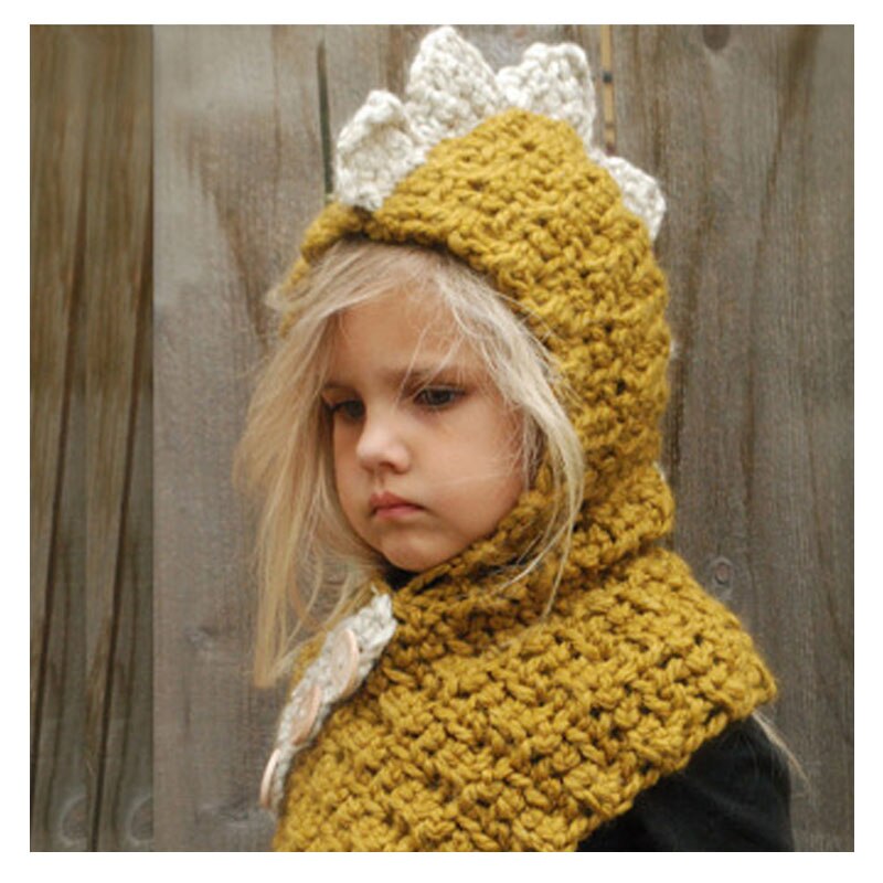 Gorros de algodón tejidos con diseño de dinosaurio para niños, gorros de invierno para niñas y niños, gorros para exteriores de primavera y otoño.