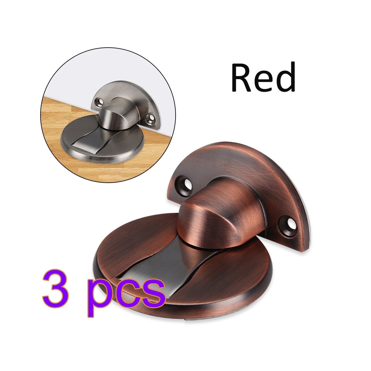 Porta magnética moderna rolha de aço inoxidável ímã escondido porta pára suportes pegar móveis ferragem piso sem prego doorstop: Red-3pc