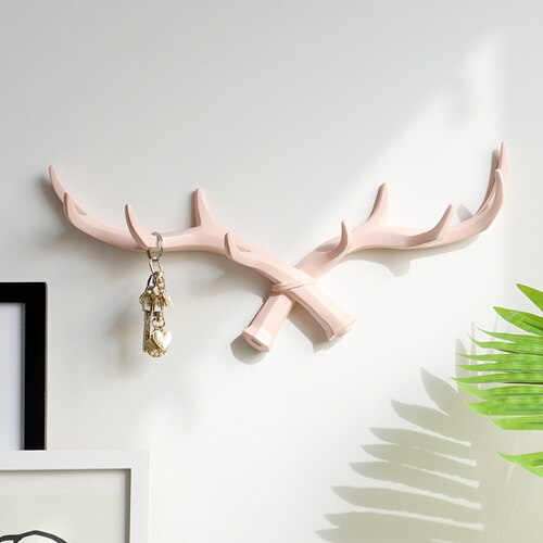 Cuerno de ciervo de resina para colgar en la pared, gancho para llaves, toalla, bolso de mano, soporte para dormitorio, decoración del hogar, colgadores para puerta, gancho para colgar