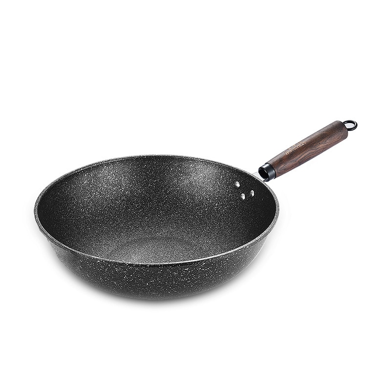 Maifan Stone Non-stick Platte Bodem Wok Diepe Diepe Koekenpan 32cm34cm Gas Fornuis Universele Kookgerei