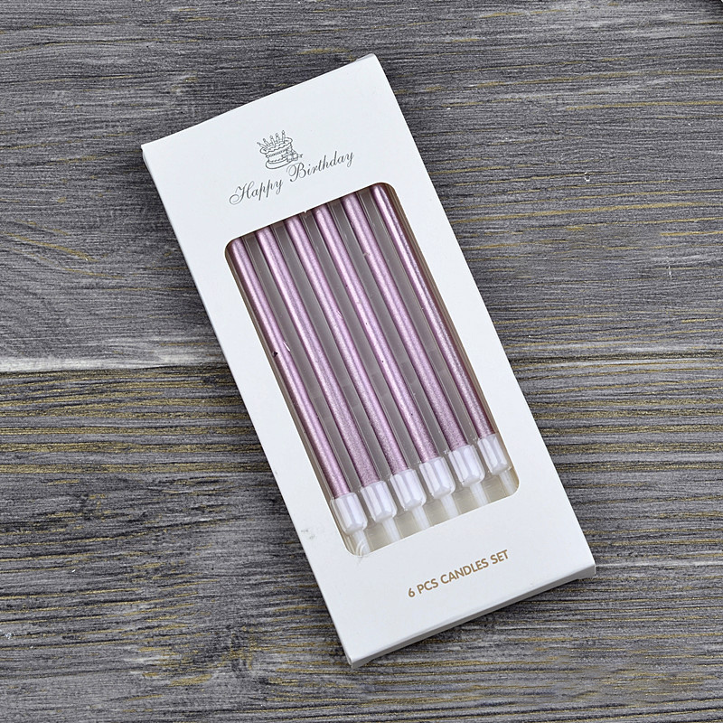 6 Pcs Lange Dunne Cake Kaarsen Metallic Verjaardag Kaarsen Lange Dunne Kaarsen In Houders Voor Verjaardag Wedding Party Cake Decorations: Bruin