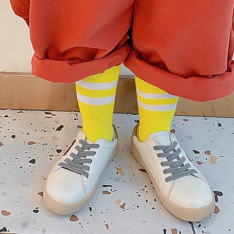 4 paia lotto bambini calzini alti al ginocchio bambini bambino ragazze ragazzo estate maglia di cotone carino per scuola calzino lungo accessori per bambini Kawaii