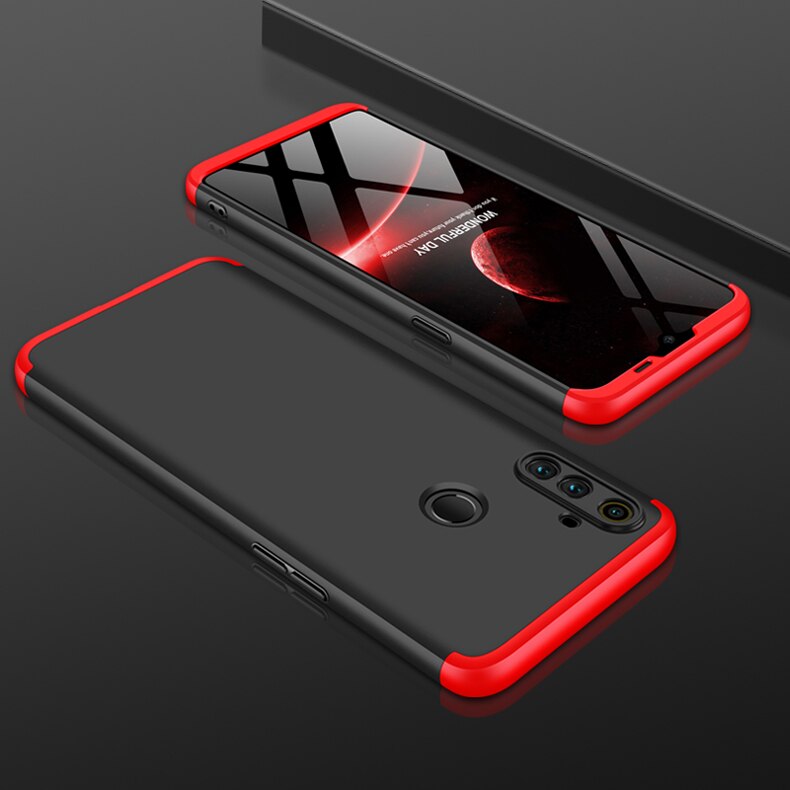 Per OPPO Realme C3 Caso Duro Ibrido PC 360 Full Body Cassa Del Telefono di Protezione Della Copertura Posteriore per OPPO Realme C3 fundas Coque: red-black