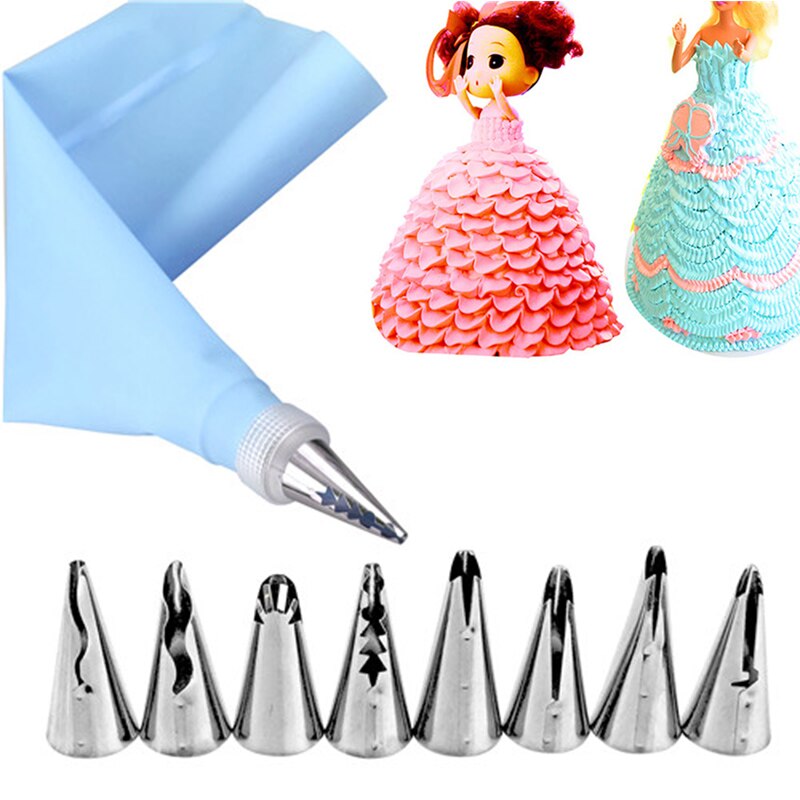 10 Stks/set Wedding Cake Decorating Icing Rvs Russische Rok Taart Nozzles Piping Tips Gebak Siliconen Cake Zakken