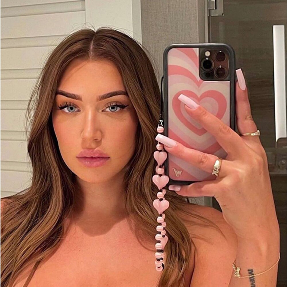 Kleurrijke Acryl Kraal Hart Mobiele Telefoon Keten Cellphone Charm Telefoon Strap Anti-Verloren Lanyard Voor Vrouwen Zomer Accessoires: 11