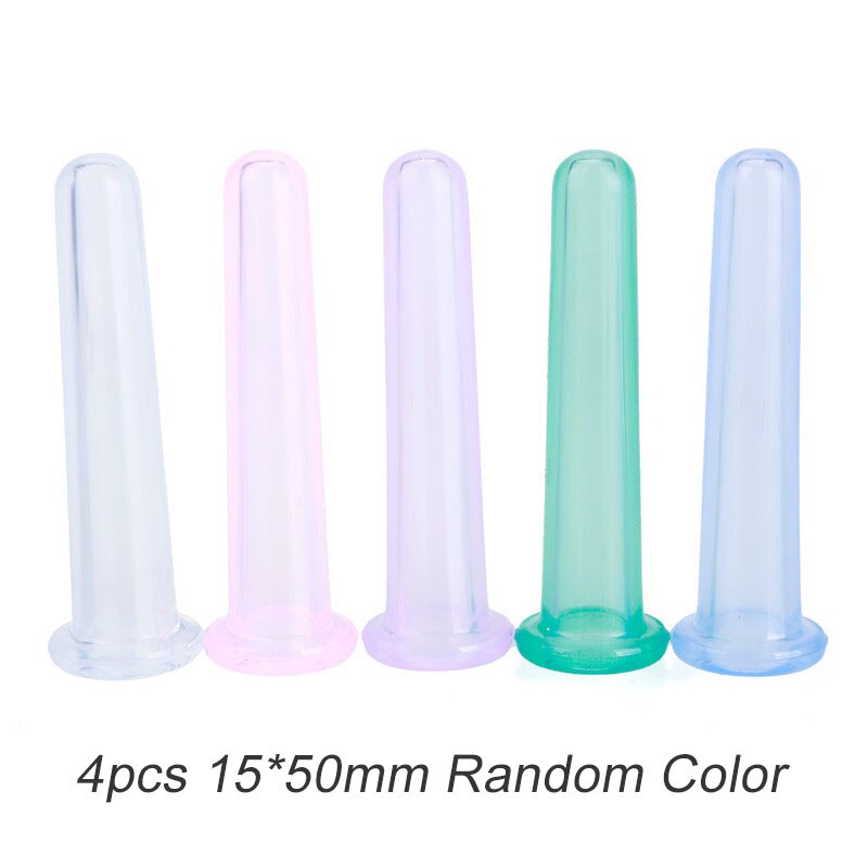 4 Stuks Siliconen Cupping Cup Vacuüm Gezicht Massage Cup Gezicht Lichaam Cupping Zuignappen Facial Been Arm Ontspanning Gezondheidszorg tool: 4Pcs 15x50mm Random