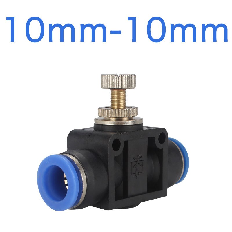 Regulador de flujo de aire neumático tubo de manguera OD de 4mm, 6mm, 8mm, 10mm y 12mm, Conector de válvula de ajuste de flujo de Gas, montaje de grúa con velocidad de aire: 10mm-10mm