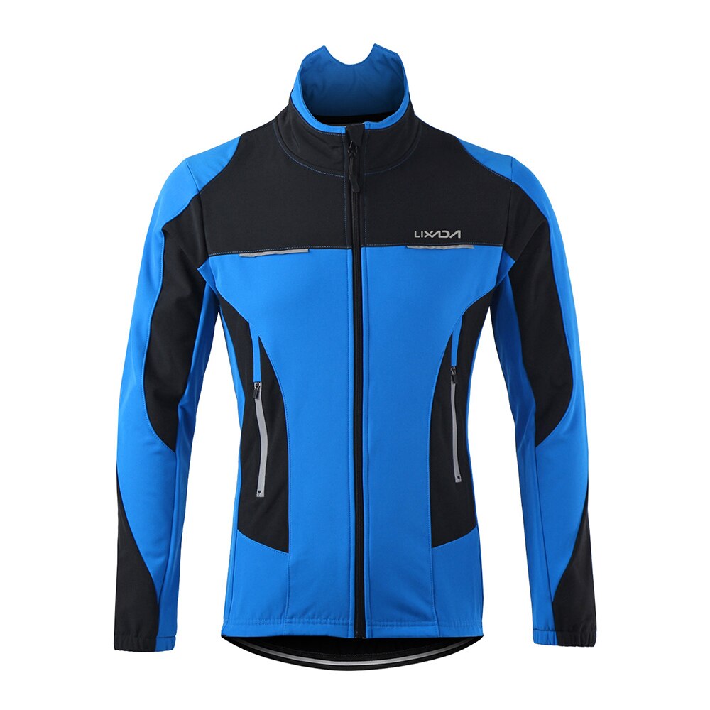 Lixada Mannen Outdoor Fietsen Jas Winter Thermische Ademende Comfortabele Lange Mouwen Jas Waterbestendig Rijden Sportkleding: Xxl / Blauw