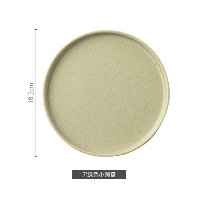 Bandeja de cubiertos de Color sólido, placa de cerámica, utensilios de cocina, juego de vajilla, decoración de pared, cuenco doméstico: 7in Green Plate