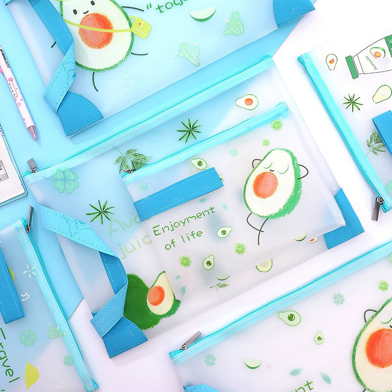1 Uds. A4 A5 aguacate cremallera TPU impermeable carpeta de archivos de papel libro lápiz estuche de bolígrafo bolsa para documentos para oficina suministros para estudiantes
