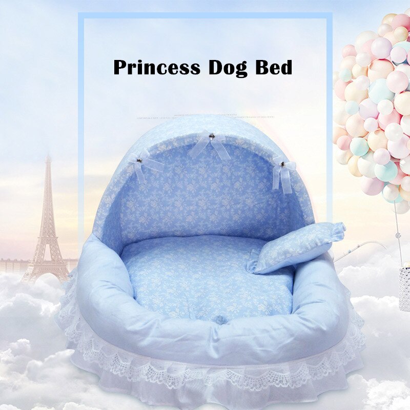 Luxury Princess Dog Bed Warm Fleece Lace Puppy House Pet Cozy Nest Kennel Sleep Cushion Washable Cat Dog Beds Dog Sofa Mat