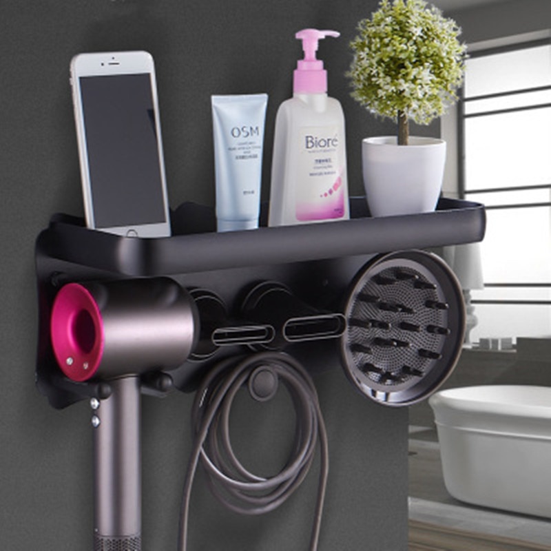 Föhnhouder, wandgemonteerd opbergrek, badkamerplank voor dyson supersonic föhn