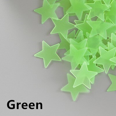 100Pcs 3D Lichtgevende Sterren Stippen Muursticker Kids Slaapkamer In De Dark Sterren Glow Muurstickers Sterren: green