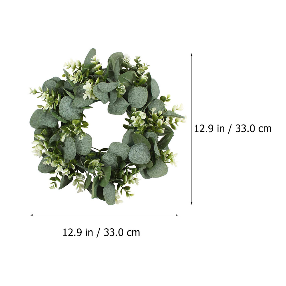 2pcs Eucalyptus Leaf Wreath Durable High Grade Premium Sturdy Decor Eucalyptus Leaf Wreath Green Leaf Garland for Home