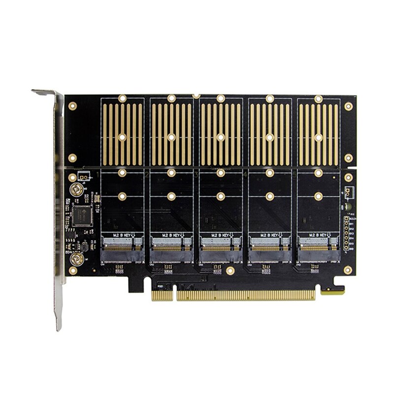 PCIe X16 zu 5 Häfen M.2 NGFF B-Schlüssel SATA 6Gbps Adapter Erweiterung Karte HinzufüGen 5X B-schlüssel SSD oder SATA Festplatte zu Laptop PC
