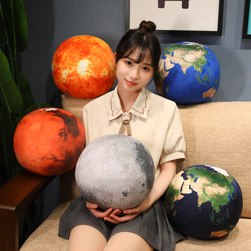Simulación de tierra, sol, Marte, juguete de peluche, planetas rellenos en el sistema Solar, almohada de muñeca suave, cojín, juguetes para niños, decoración de de cumpleaños