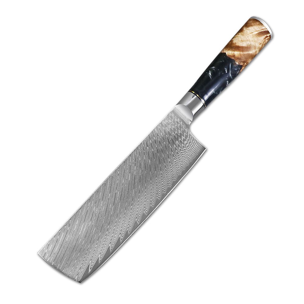 JUMCSONG 1-8 Piece Kitchen Knife Set Damascus Steel Chef Bread Peeled Santoku Sharp Nakiri Cook Kitchen Knife: nakiri