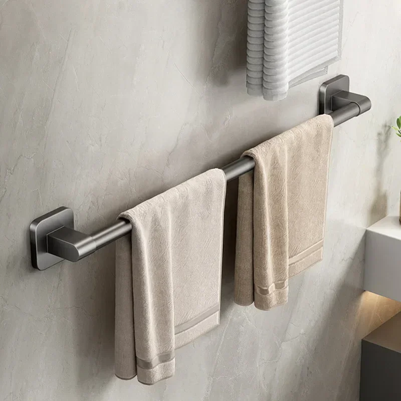 30/40/50cm Bathroom Towel Holder Black Without Drilling Bathroom White Towel Rack Towel Bar Self-Adhesive Bathroom Towel Rack