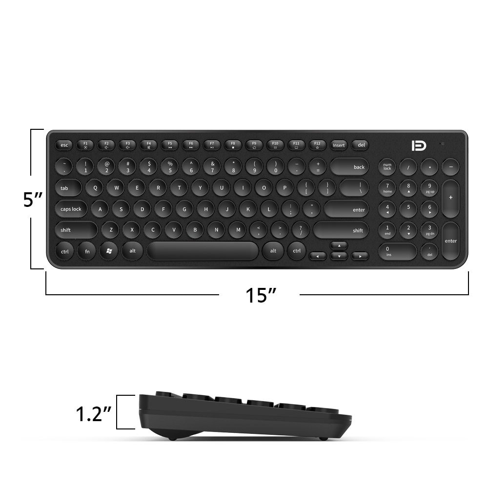Stille trådløst tastatur mus combo 2.4 ghz trådløst sødt rundt nøglesæt smart strømbesparende hviske til bærbar computer, computer og mac