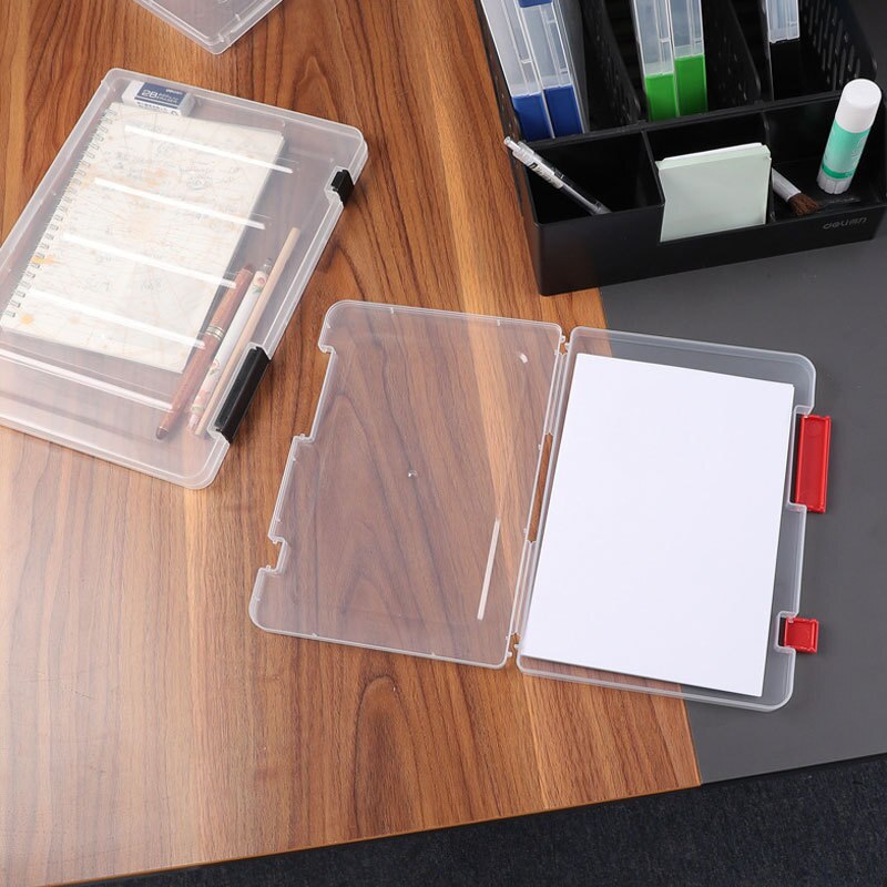 1Pc Transparent Document Storage Box Thicken A4 Sorting File Box Portable Folder Plastic File Storage Box Office School Supplies