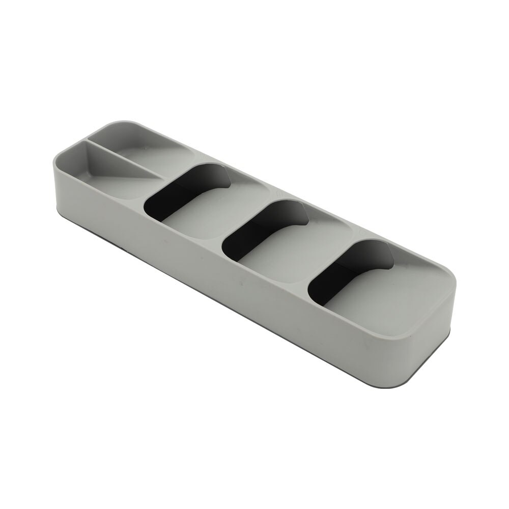 Kitchen Cutlery Storage Box Plastic Tray Knife Holder Tableware Organizer Spoon Fork Divider Container Knife Block Holder: Spoon Box Grey