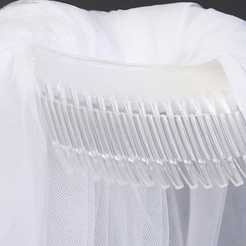 Einfache Günstige weiß elfenbein 1,5 Mt Hochzeitsschleier Weichen tüll Applikationen pailletten Rand Einer Schicht Hochzeit Zubehör Brautschleier Mit kamm