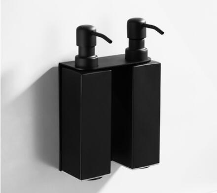 Flydende sæbedispenser hånd køkkenvask sæbe beholder 304 rustfrit stål sort badeværelse shampoo holder vægmonteret flaske: Stil 13 sort