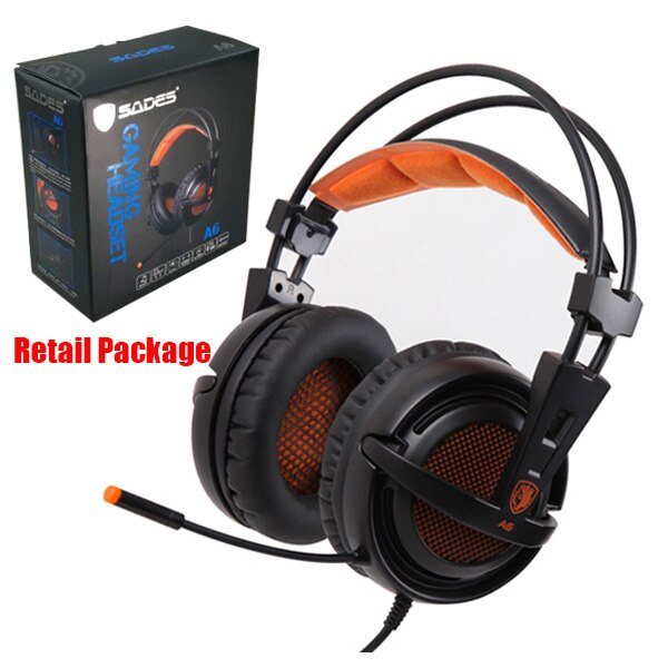 Sades A6 casque de jeu casque Gamer 7.1 Surround son stéréo écouteurs USB Microphone respiration lumière LED PC Gamer: Black