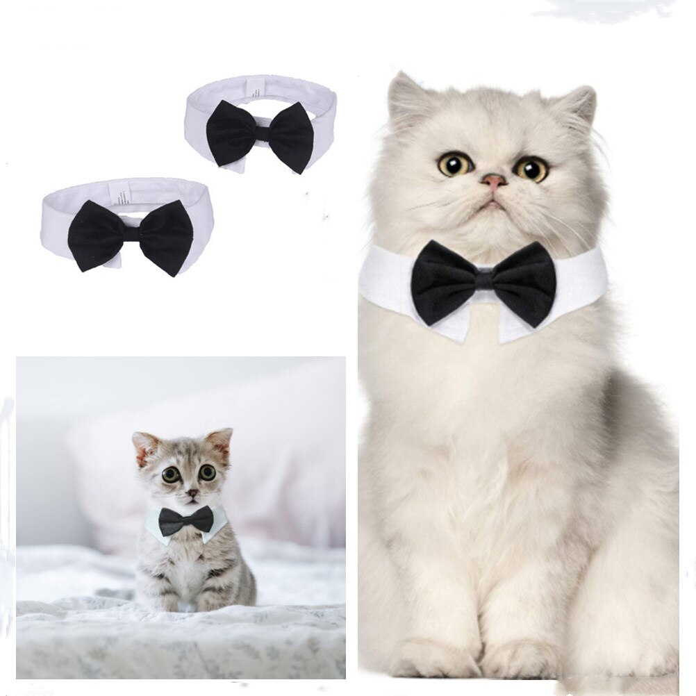 Kat Smoking Kraag Zwarte Hond Bow Tie Stropdas Verstelbare Puppy Tux Kraag Voor Kleine Huisdieren Bruiloften Verjaardag Party Accessoires *