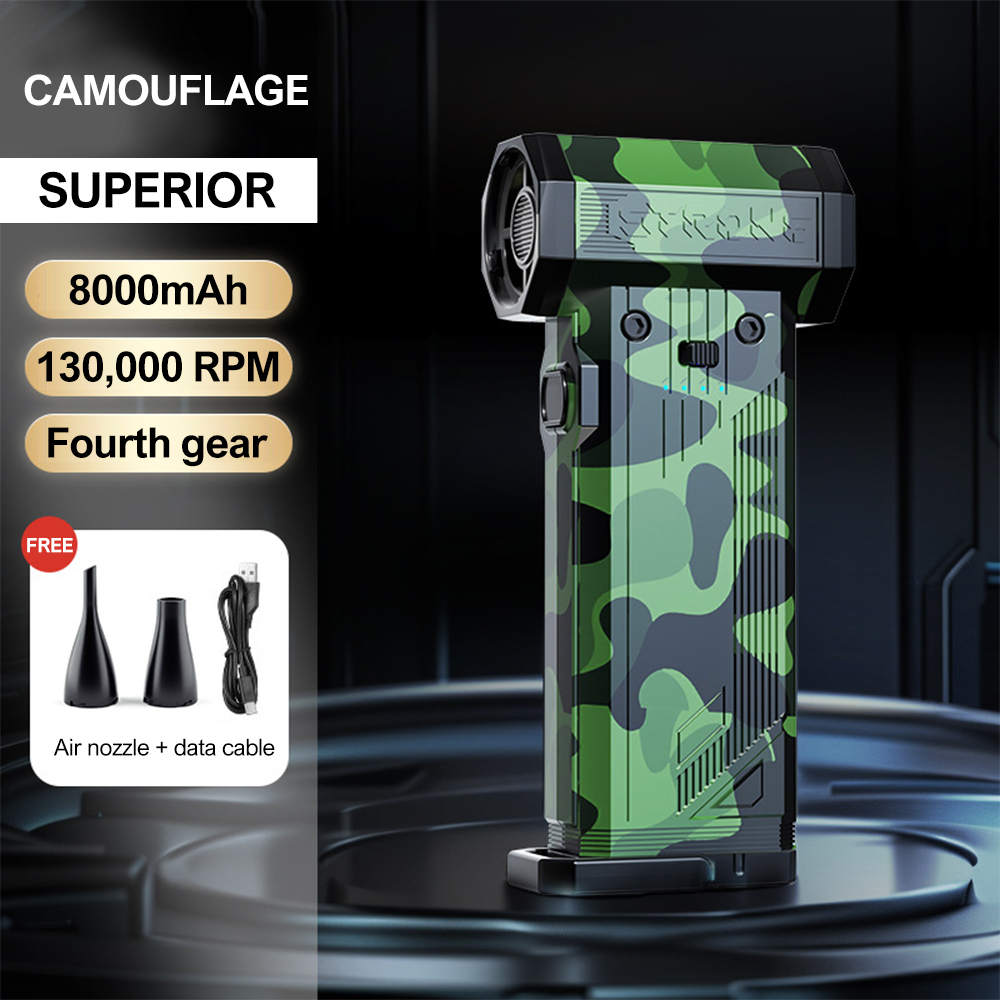 Mini Turbo Jet Fan Elektrische luchtstofdoek met 3 versnellingen verstelbaar 130000 RPM Windsnelheid 60 m/s Autocomputer Reinigingsblazer: Bruin