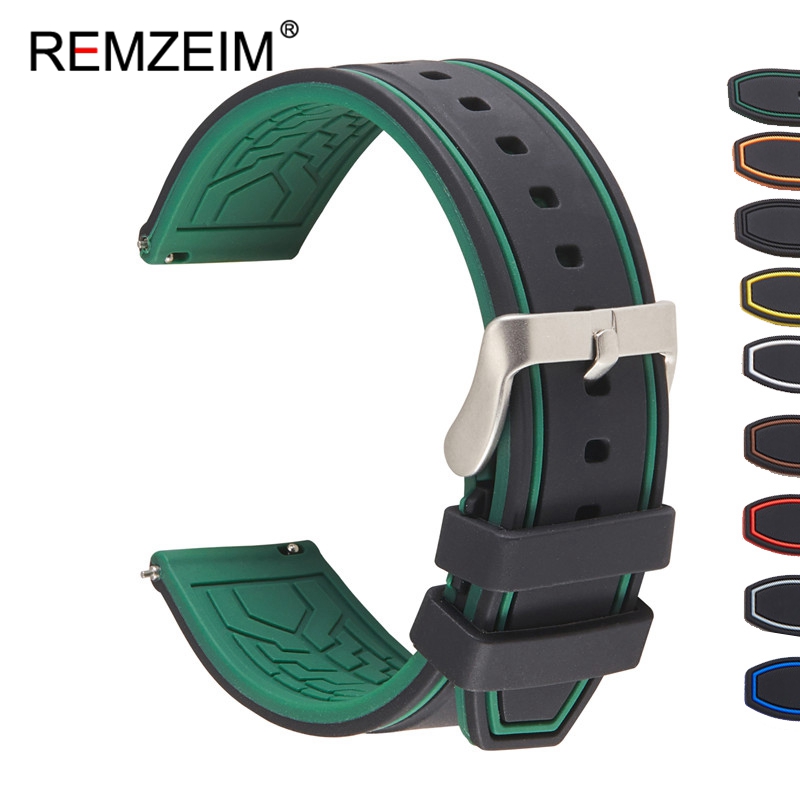 Premium Siliconen Horloge Band Quick Release Rubber Horloge Band 20Mm 22Mm 24Mm Horloge Band Horloge Vervanging Horlogeband groen