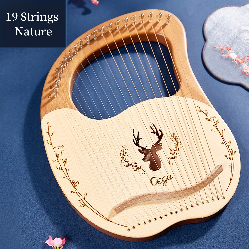 ARPA de Lira de 16 cuerdas, instrumento Musical de madera de caoba, Musicales con llave de afinación, Plectrum, Manual en inglés