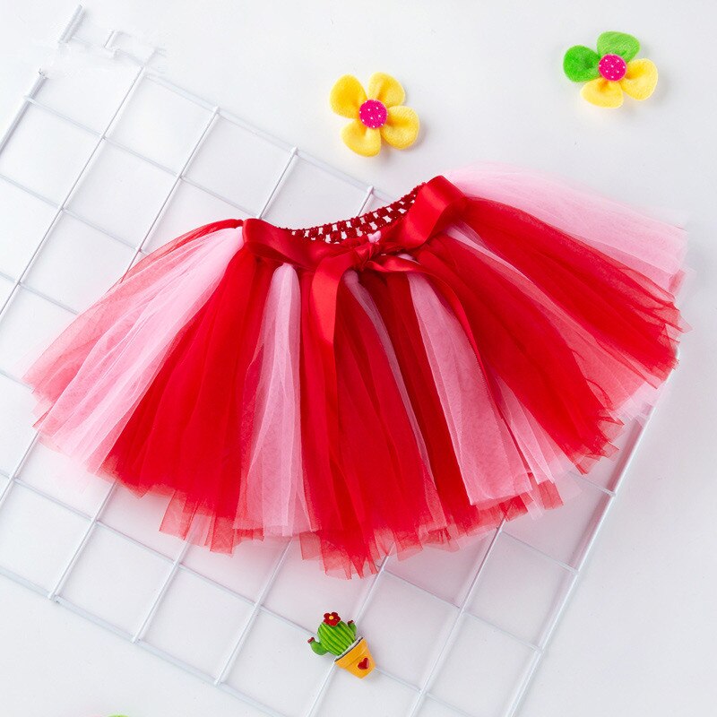 Bebê meninas sortidas cores artesanal malha tutu saias para crianças festival de natal aniversário curto pettiskirt roupas 0-2y