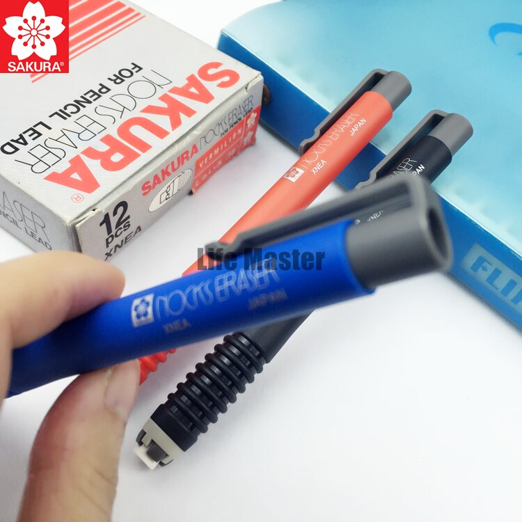 LifeMaster Japan Sakura Nocks Eraser Black/Blue/Red For Pencil Lead Rubber XNEA School &amp; Office Supplies