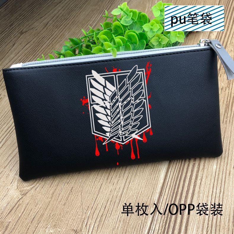 Cartera con estampado de alas de la libertad, monedero largo con cremallera, Anime Attack On Titan