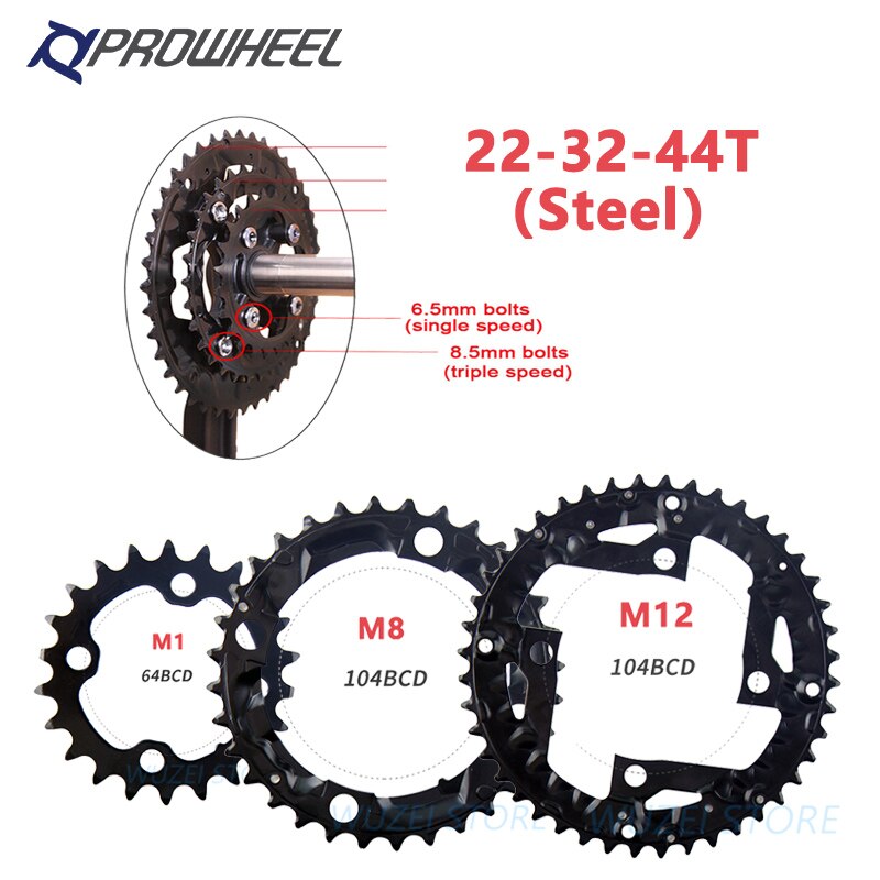 Mtb pyörä 104/96/64 bcd ketjurengas 22/24/30/32/40/42/44t kaksinkertainen/kolminopeuksinen ketjurengas 2 x 10v 3 x 10s ketjupyörä shimano-kammelle: M1 m8 m12