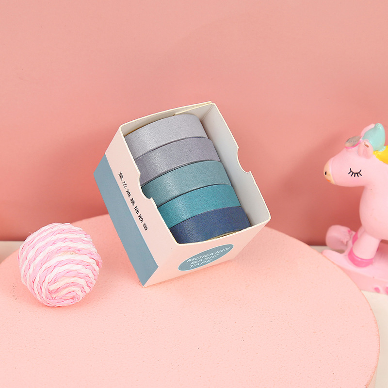 Juego de cintas Washi de 5 uds., cinta adhesiva básica, diario, papelería japonesa, Washitape para álbum de recortes diario, cinta adhesiva decorativa: Verde claro