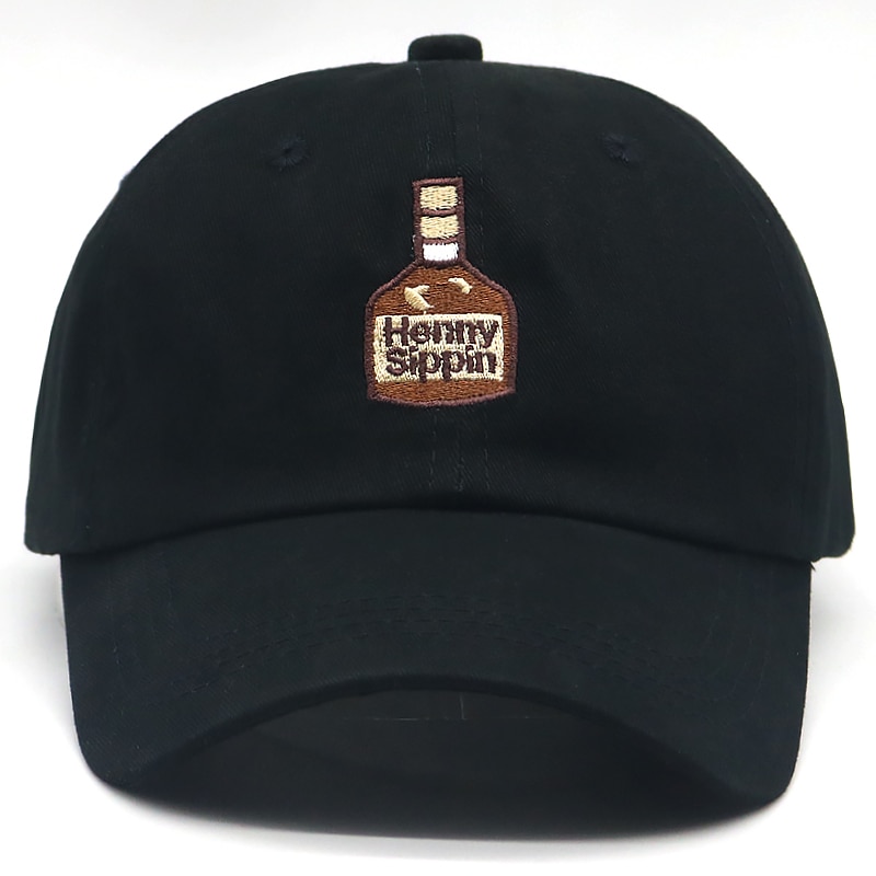 Sombrero de béisbol Henny para hombre, henny gorra de béisbol con bordado de botella de vino, 100% algodón, ajustable, informal, unsex