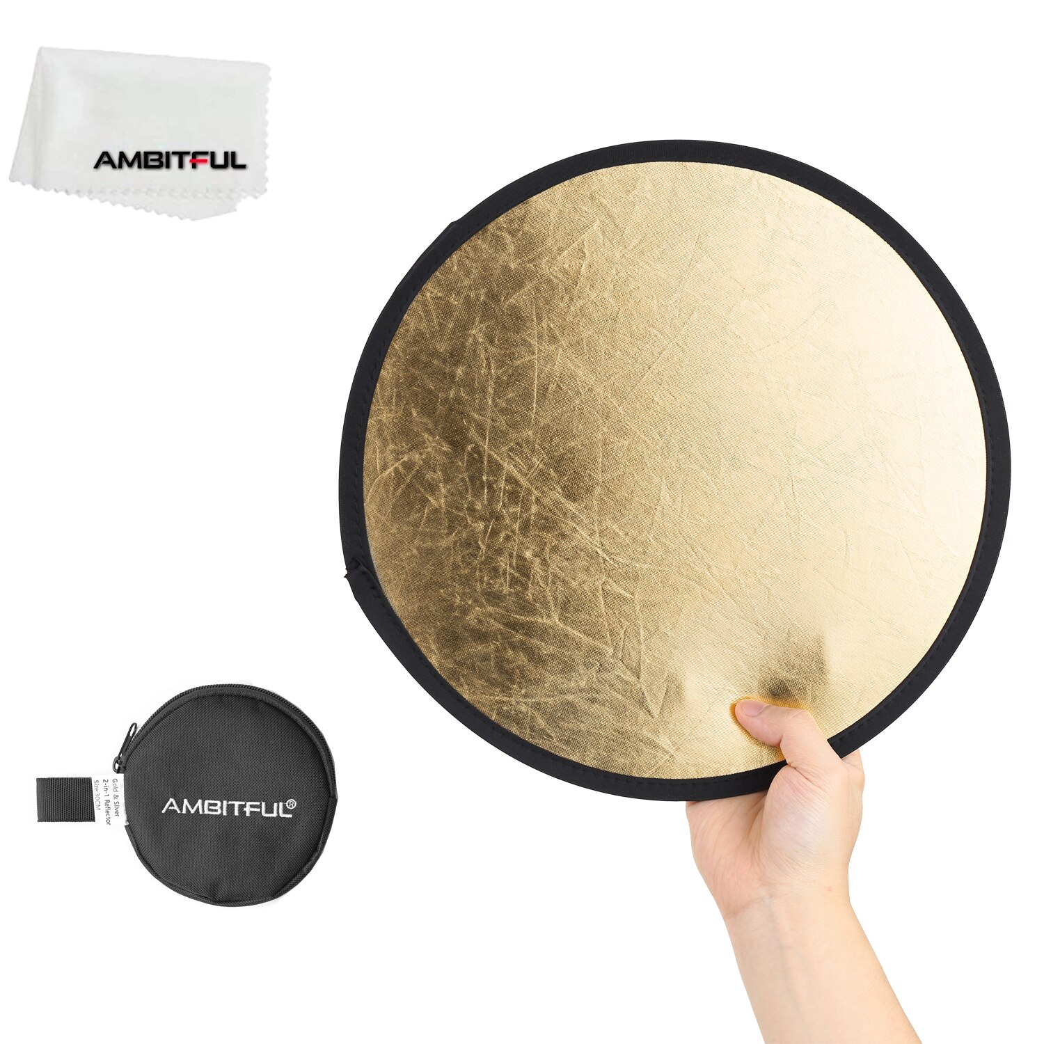 AMBITFUL 2in1 Gold Silver White 30cm Round Outdoor and Indoor Shooting Beautify Reflector