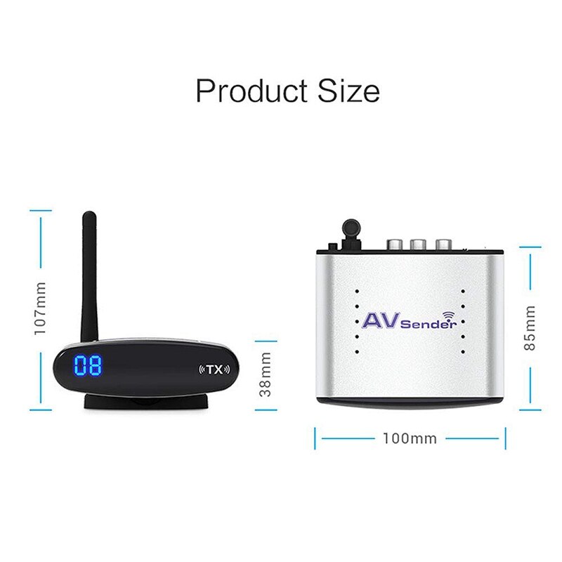 2.4Ghz/5.8Ghz Rca Av Sender Ontvanger Video Draadloze Zender Draadloze Afstandsbediening Signaal (Eu Plug)