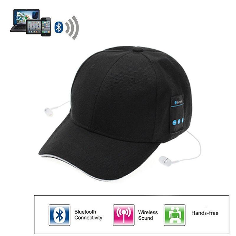 Trådløs bluetooth sports baseball cap smart hat musik hovedtelefon højttaler håndfri med mikrofon til iphone 7 plus samsung  s7 h7jp: Default Title