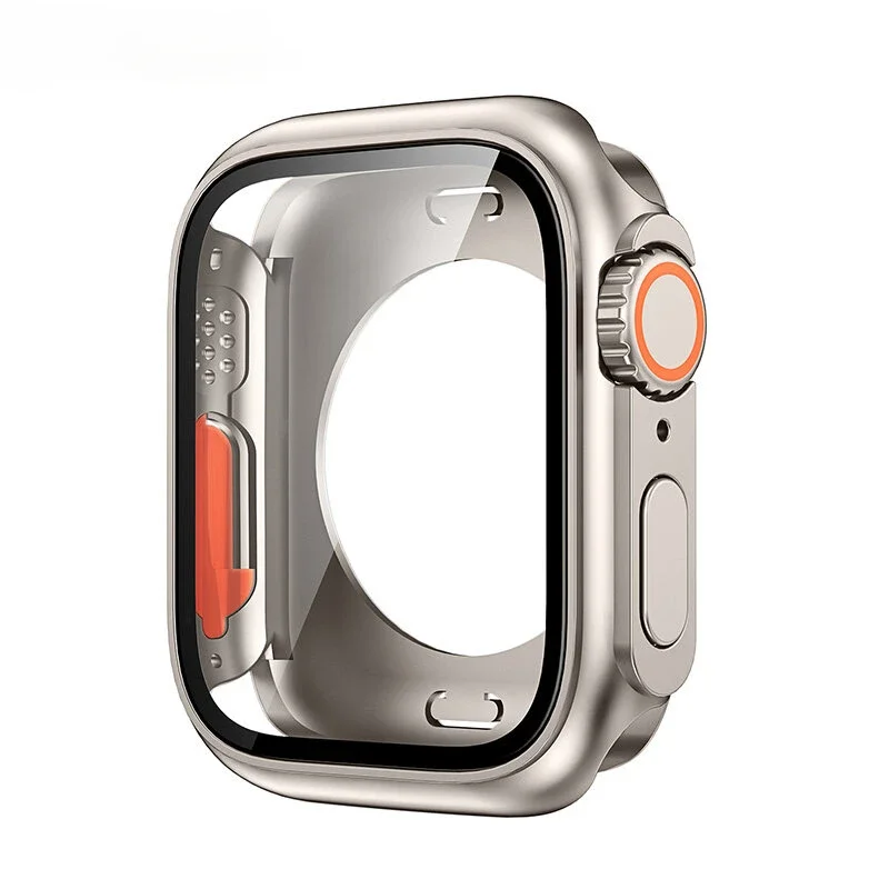 Change To Ultra 360 Full Cover Case for Apple Watch 45mm 44mm Tempered Glass Screen Protector for IWatch Series 9 8 7 6 SE 5: Blue / 7 Inches & Above