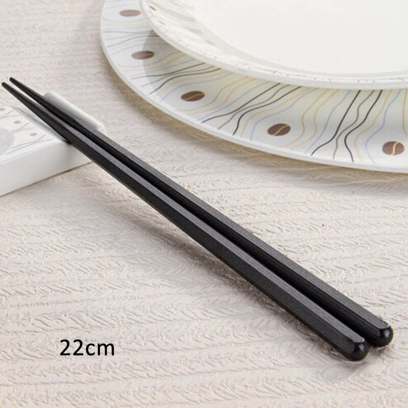 Palillos de metal antideslizantes para Sushi, utensilios de cocina reutilizables de estilo japonés/chino, bonito en blanco y negro, 1 par: 22cm black hexagon