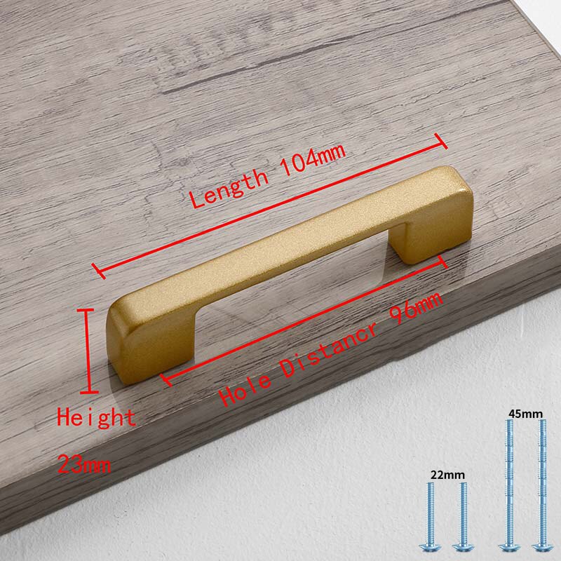 Simple Style Matte Gold Cabinet Handles Solid Aluminum Alloy Kitchen Cupboard Pulls Drawer Knobs Furniture Handle Hardware: Orange