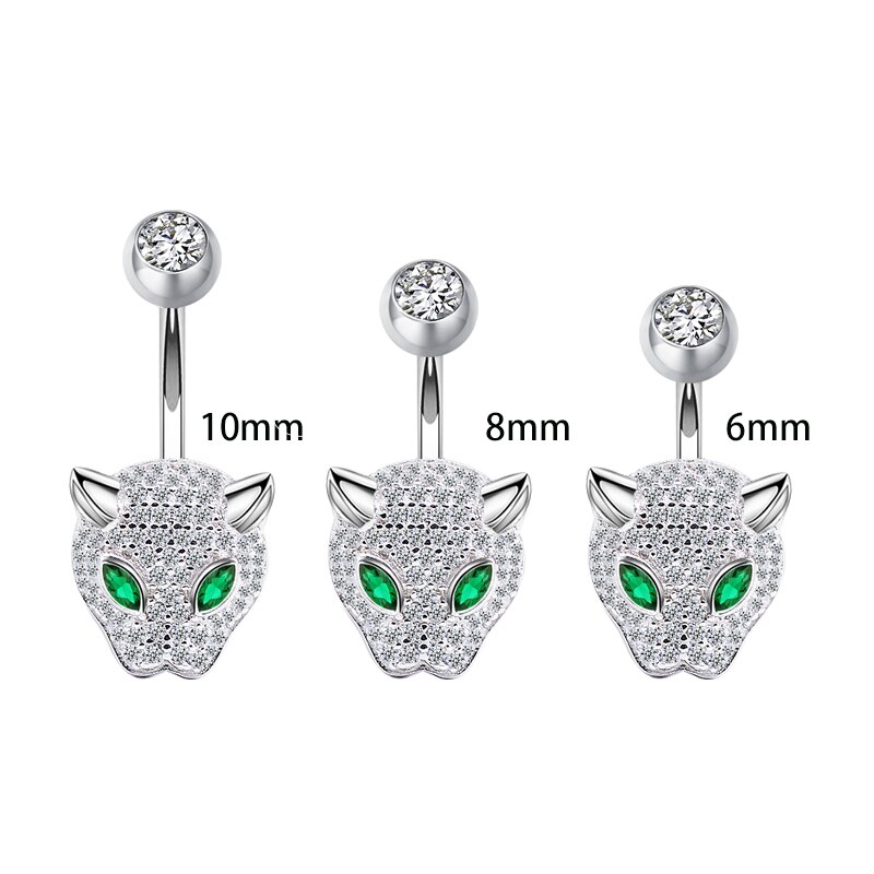 925 sterling silver belly button ring leopard style CZ navel piercing body jewelry