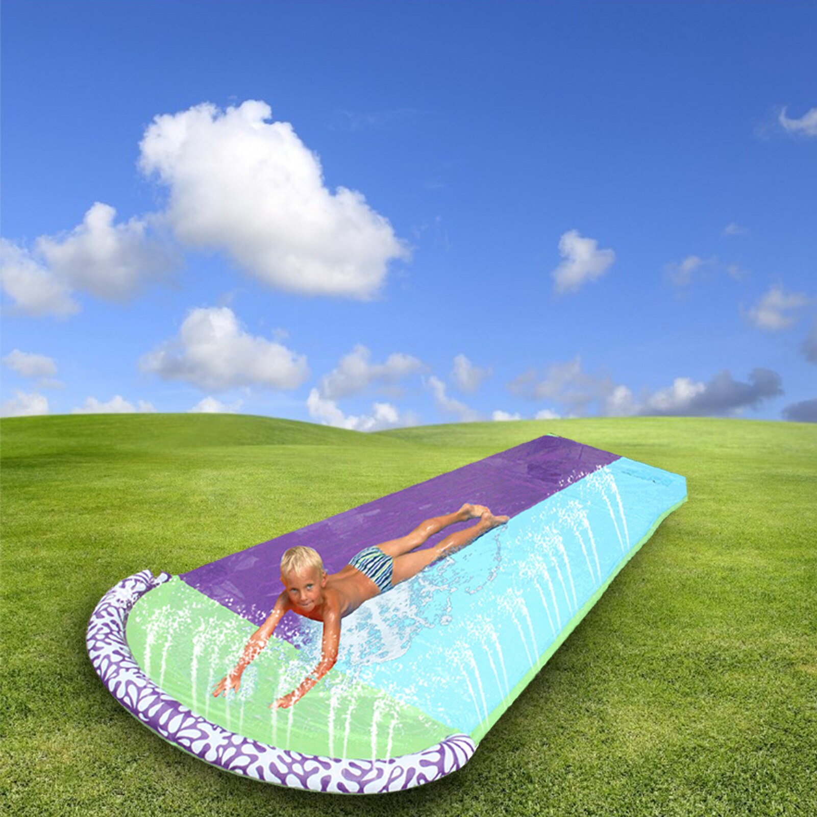 Dubbele Surf Water Slide Pvc Opblaasbare Gazon Water Glijbaan Dubbele Pvc Outdoor Water Speelgoed Voor Kids